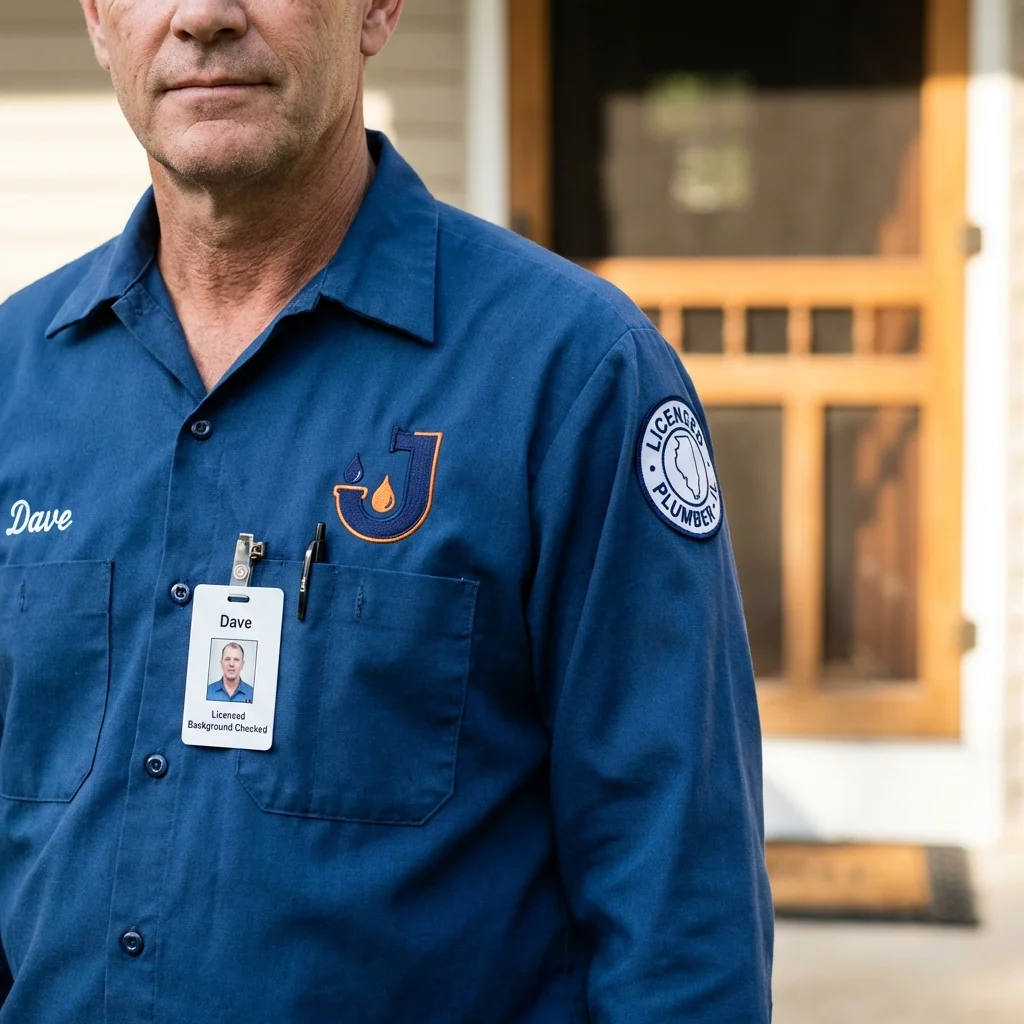 Licensed plumber showing ID badge in Saint Clair Shores, MI