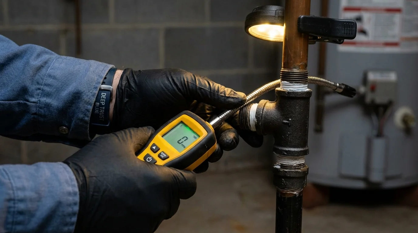 Gas leak detection with electronic sniffer by Johns Plumbing LLC in Saint Clair Shores