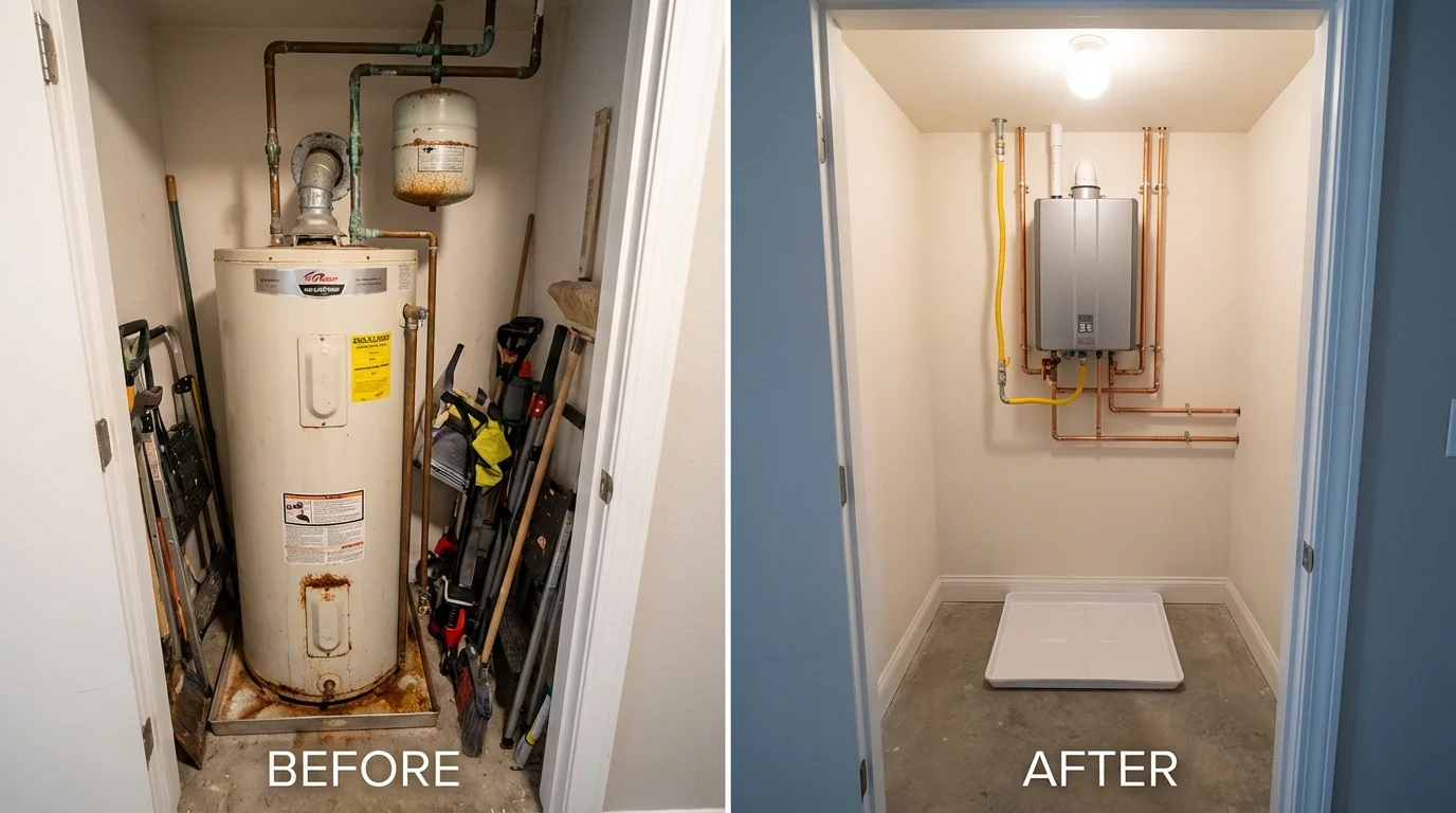 Tank water heater versus wall-mounted tankless unit comparison for Saint Clair Shores, MI homeowners